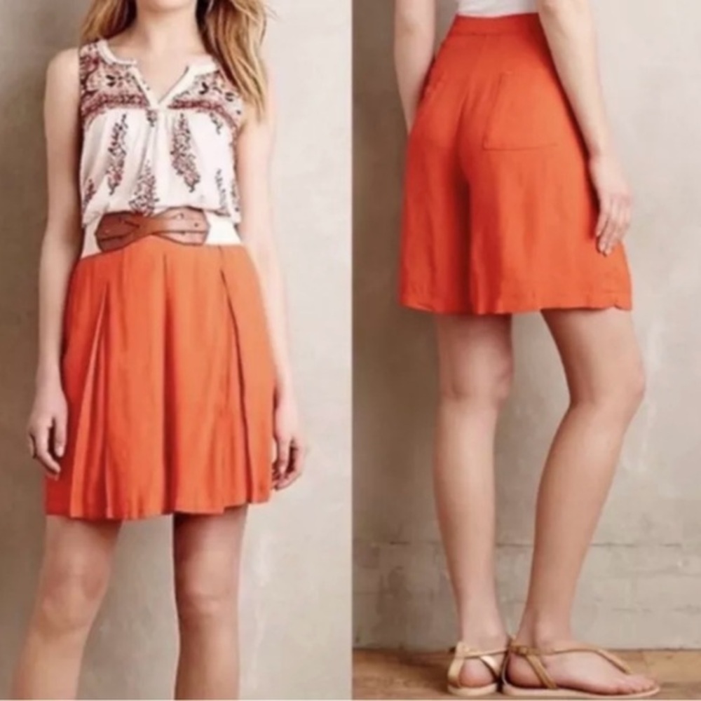 Anthropologie Sunday in Brooklyn Wide Leg Shorts Pleated | Orange | Size 2 | NWT